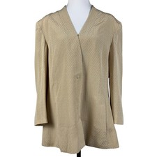 Blazer donna Giorgio Armani Black Label misto seta M beige testurizzato moderno