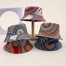 Cappello da pescatore vintage stampa etnica con cotone traspirante per attività all'aperto