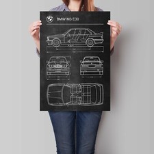 Poster auto BMW E30 M3 retro