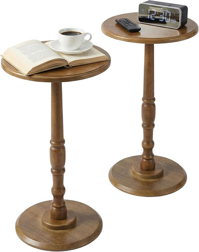 Set tavolini rotondi marroni - set,
