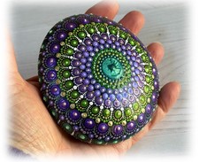 Hand Painted Dot Mandala Stone