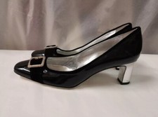 DOLCE E GABBANA scarpe donna Decolletè 38.5 vernice con fibbia e tacco argento