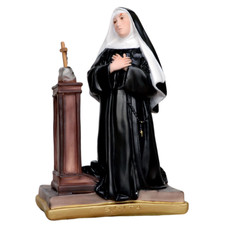 Statua di Santa Rita da Cascia in ginocchio in resina occhi dipinti 40 cm