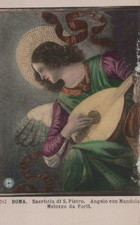 CARTOLINA  ROMA LAZIO SACRESTIA DI S. PIETRO ANGELO CON MANDOLA NON VIAGGIATA