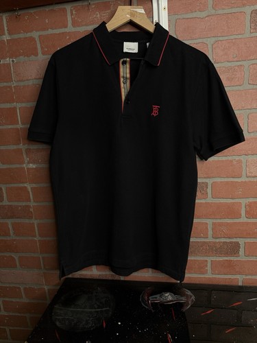 Polo burberry logo nera check - burberry,