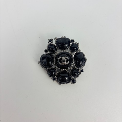 Spilla chanel nera glitter - spilla,