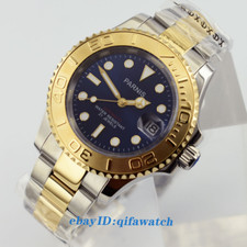 Orologio Parnis 41mm Lunetta Ceramica Quadrante Blu Vetro Zaffiro Automatico Data 2483