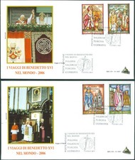 VATICANO 2006 - I VIAGGI NEL MONDO DI PAPA BENEDETTO XVI BUSTE FDC