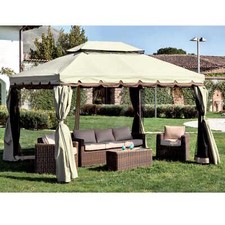 Gazebo Alluminio 3x4 Sahara Adventure Con Teli Laterali E Zanzariera Top Pvc