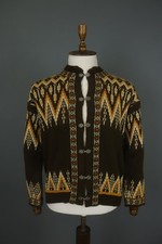 GANN SPORTY Multi 100% Wool Long Sleeve Toggle Front Cardigan Sweater Size 48