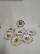 Servizio Dessert 6 Piatti Più Servizio Portata Decorato Motivi Floreali Ceramica