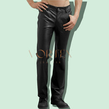Pantalone uomo pelle vero stile jeans nero morbido pelle di agnello pantalone stile semplice LGBT