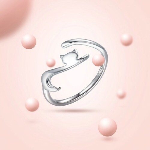 Anello gatto argento - gatto,
