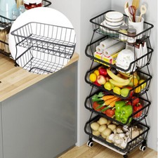 Carrello scaffale 5 piani scaffale cucina impilabile cesto verdura cesto frutta cesto portaoggetti