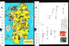 FOLKLORE - - CARTINA GEOGRAFICA DELLA SARDEGNA CON COSTUMI TRADIZIONALI - 55835