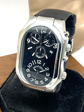 Orologio Uomo Philip Stein Teslar Quarzo Dual Time Cronografo Cinturino Pelle 37mm