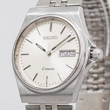 **Ecc+5** Vintage 1988 SEIKO Chronos 5H23-7D20 Quarzo Argento 38mm Giorno/Data Uomo