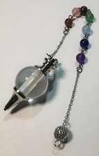 7A. Pendolo Pendolino Sfera Cristallo di Rocca Quarzo Ialino Radiestesia Reiki