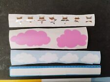 Set Adesivi Vinile Nuvole Stelle Cameretta Bambini Finestra Tende Bianco Rosa 