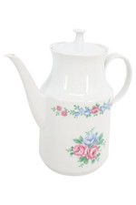 Schirnding Caffettiera Porcellana Bianca Fiori Vintage Bavaria 22cm