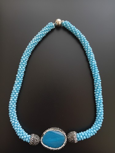 Collana con cristalli - , turchesi