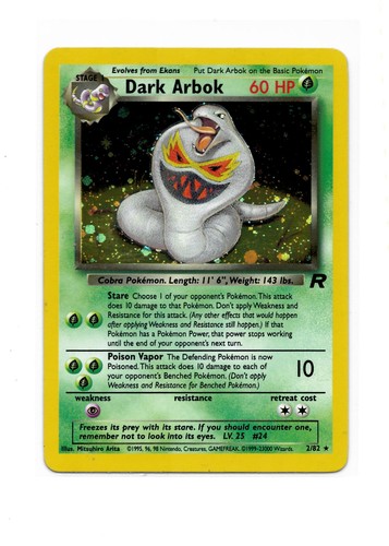 Carta pokemon dark arbok 82 - carta,