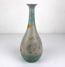 Vaso in Ceramica Porta Fiore Soprammobile 25,5 cm Arredamento Decorato con Gallo