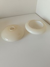 Coppia di vecchie bocce a disco in opalina tortora e bianca ricambio lampadari