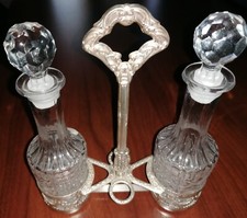 ARGENTO - SILVER 800 PUNZONATO  - OLIERA IN CRISTALLO D'ANTIQUARIATO