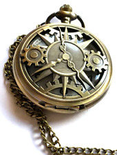 Offerta Orologio Antico da tasca in bronzo con disegno ingranaggi a vista