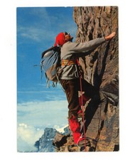 Scalatore Alpinista Roccia Scalata Alpinismo Montagna Cartolina Vintage Foto