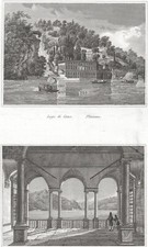 Villa Pliniana, Lago di Como  , incisione del 1837,  su passepartout