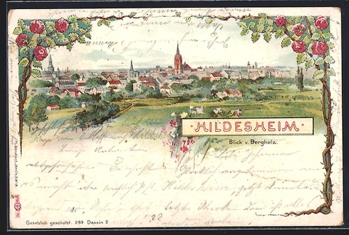 Litografia hildesheim vista - hildesheim,,