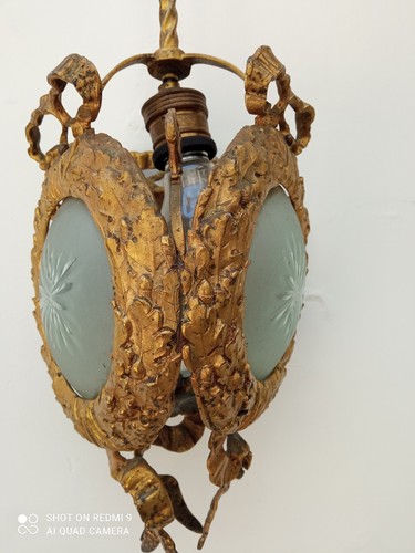 Lampadario bronzo vetro - e,
