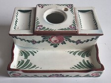 Vecchio calamaio in ceramica primi anni '50 dipinto a mano di produzione tedesca