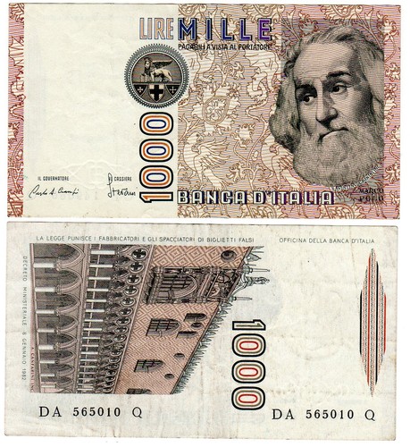 Italie italy billet 1000 lire - italie,