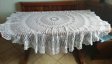 Tovaglia rotonda diametro 160cm, vintage artigianale, fatta a mano all'uncinetto