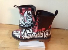 Stivali unisex Graffiti Drum and Bass Combat style donna taglia 8 nero e rosso