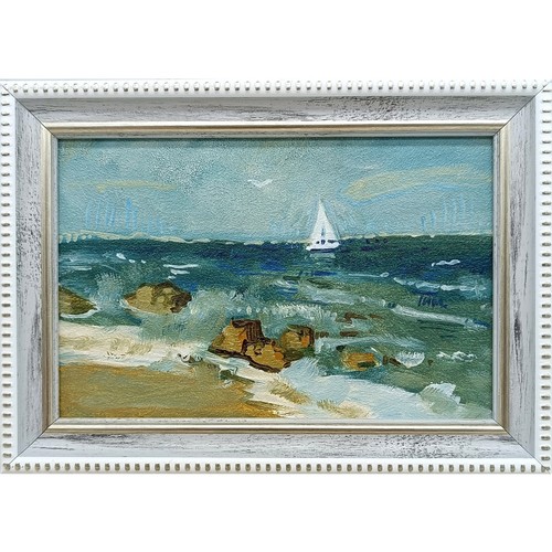 Quadro olio paesaggio - , marino