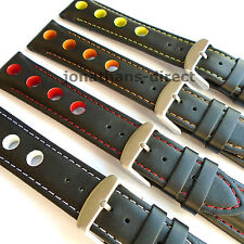 Cinturino per orologio GRAND PRIX RALLY in pelle di vitello nero con colori taglie 20 22 24