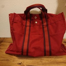 Borsa Hermes Foultou in cotone rosso