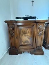 Mobile Vintage In Legno Massello Con Decoro Intarsiato