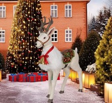DECORAZIONE GIARDINO ILLUMINATA CERVO BIANCO ANIMATO 51"