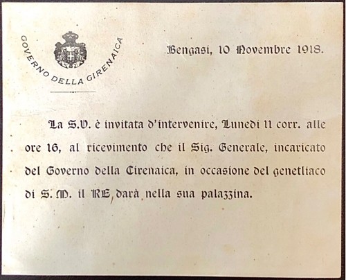 Bengasi 1918 invito - 1918, del