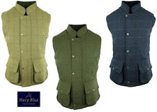 Gilet uomo tweed gilet tiro gioco fattoria made in UK lunghezza lunga taglie S - 4XL
