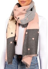 Sciarpa Donna Inverno Cashmirillo Cuori 70x200 Cm Stola Scialle Pashmina Donne