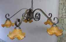 LAMPADARIO RUSTICO COUNTRY IN FERRO BATTUTO 5 LUCI E14 IN TERRACOTTA RUSTICI