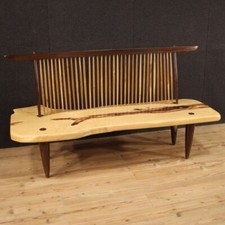 Divano americano design stile George Nakashima legno scolpito panca XX secolo