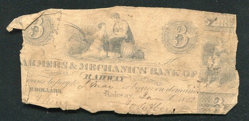 Banconota obsoleta 1851 3 - banconota, $3