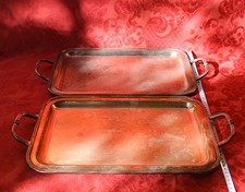 VASSOI GEMELLI ARGENTATI RETTANGOLARI SAMBONET  ITALY  DECORATI